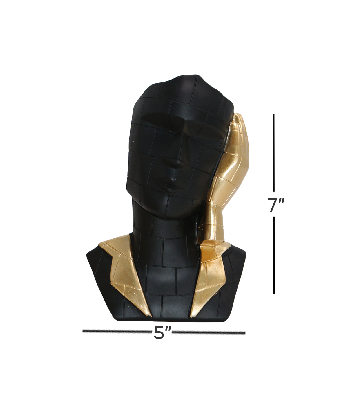 statue face black with golden hand china (7"x5")