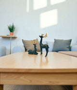 statue deer green 2pc china (13"x7",9"x7")