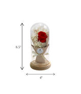 red flower bouquet in glass with led light china (8.5"x4")