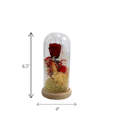 red flower in glass with led light china (8.5"x4")