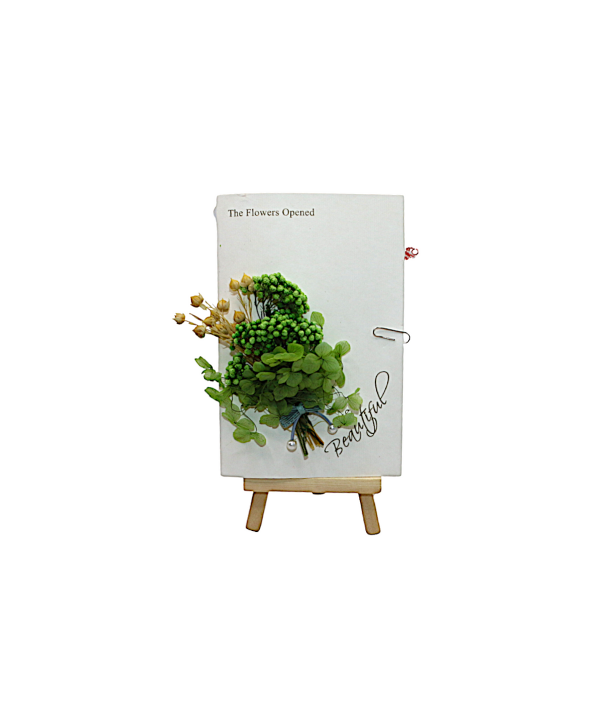 wish card with dry green flower china (6.5"x4.2")