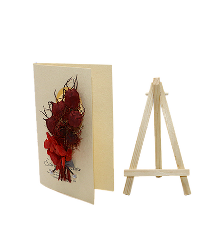wish card with dry red flower china (6.5"x4.2")
