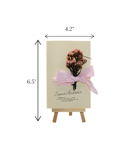 wish card with dry pink flower china (6.5"x4.2")