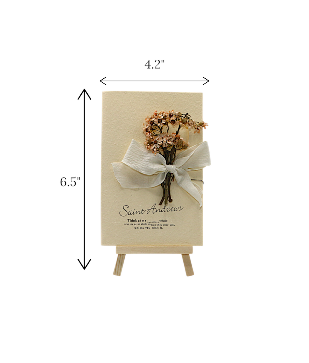 wish card with dry peach flower china (6.5"x4.2")