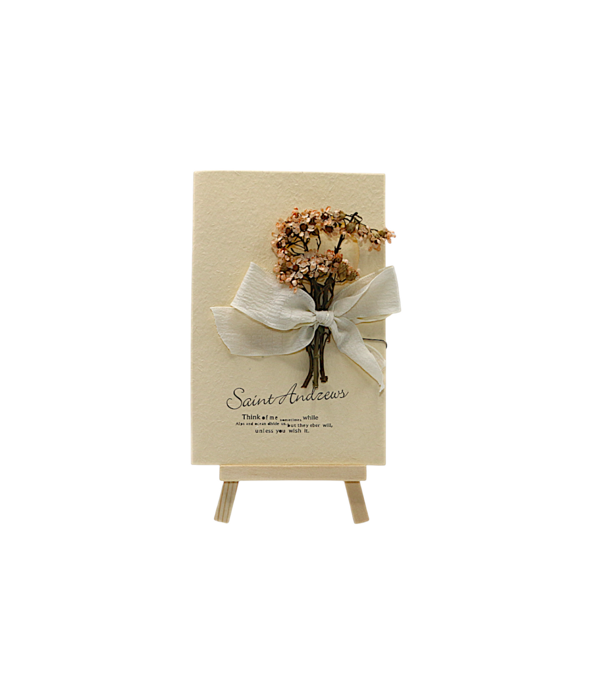 wish card with dry peach flower china (6.5"x4.2")