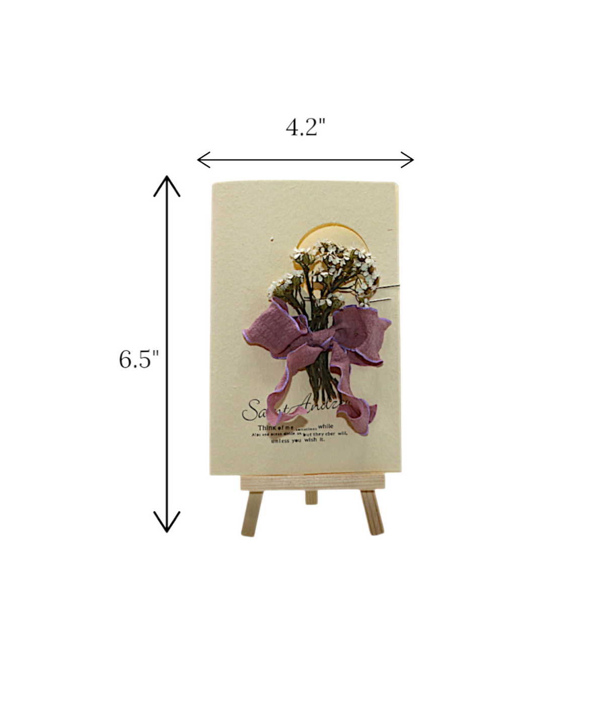wish card with dry white flower china (6.5"x4.2")