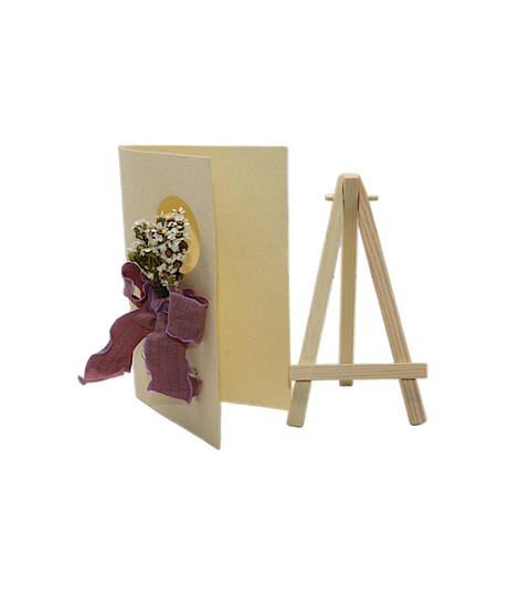 wish card with dry white flower china (6.5"x4.2")