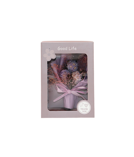wish card with dry purple flower bouquet china (7"x5")