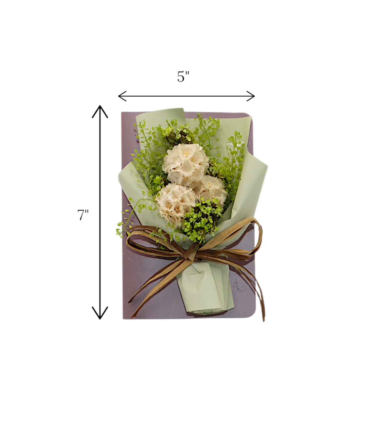 wish card with dry green flower bouquet china (7"x5")