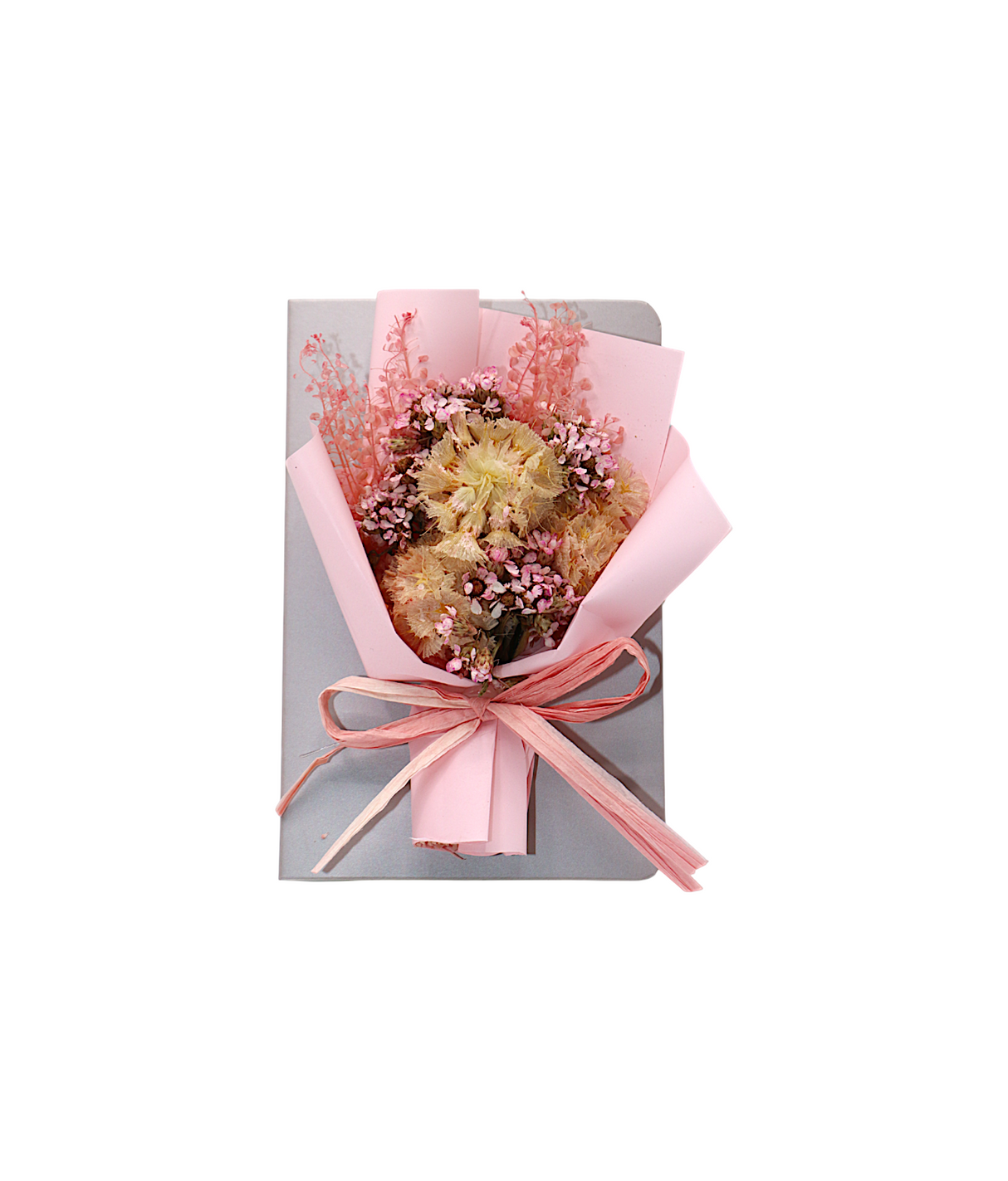 wish card with dry pink flower bouquet china (7"x5")