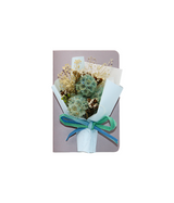 wish card blue with dry flower bouquet china (7"x5")