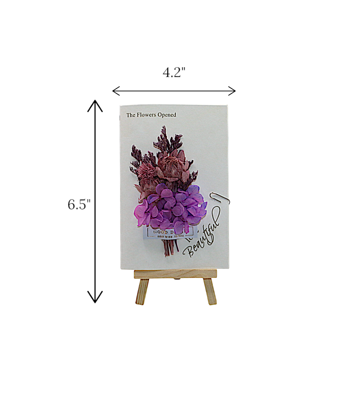 wish card with purple flower china (6.5"x4.2")