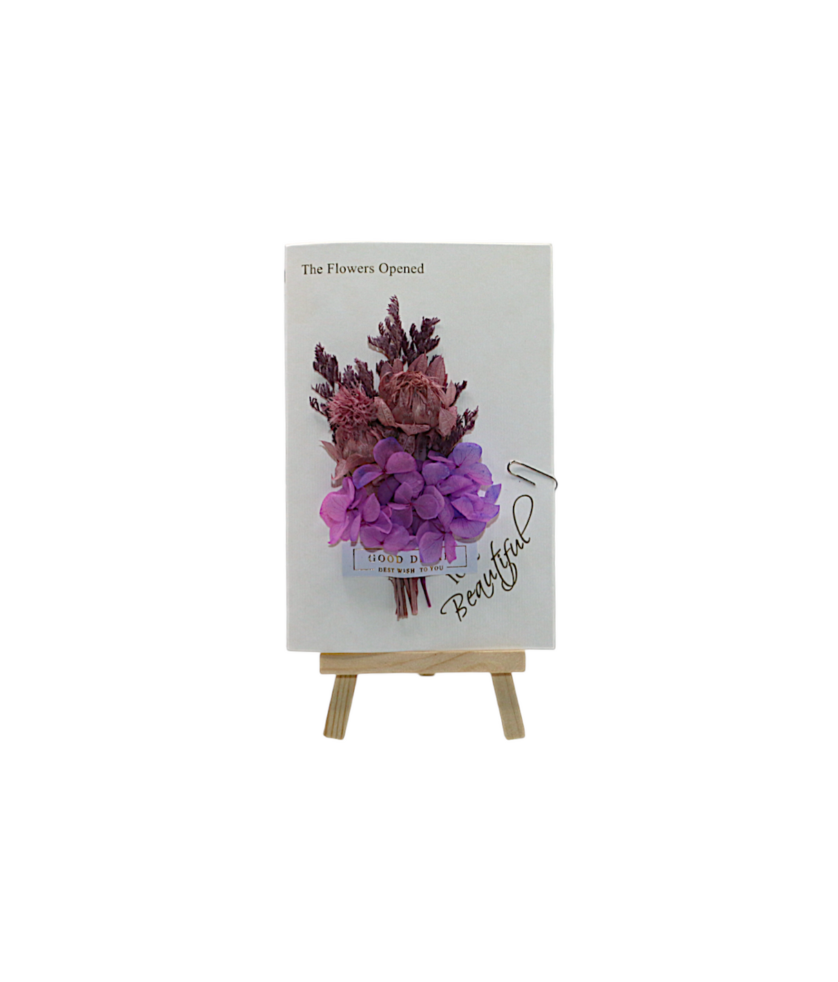 wish card with purple flower china (6.5"x4.2")
