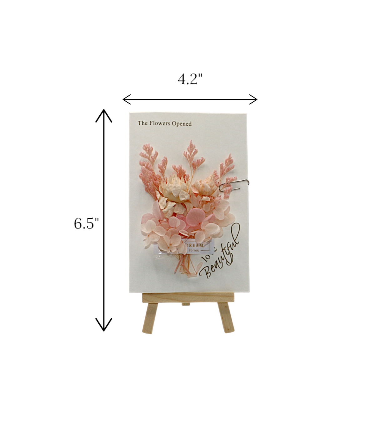 wish card with pink flower china (6.5"x4.2")