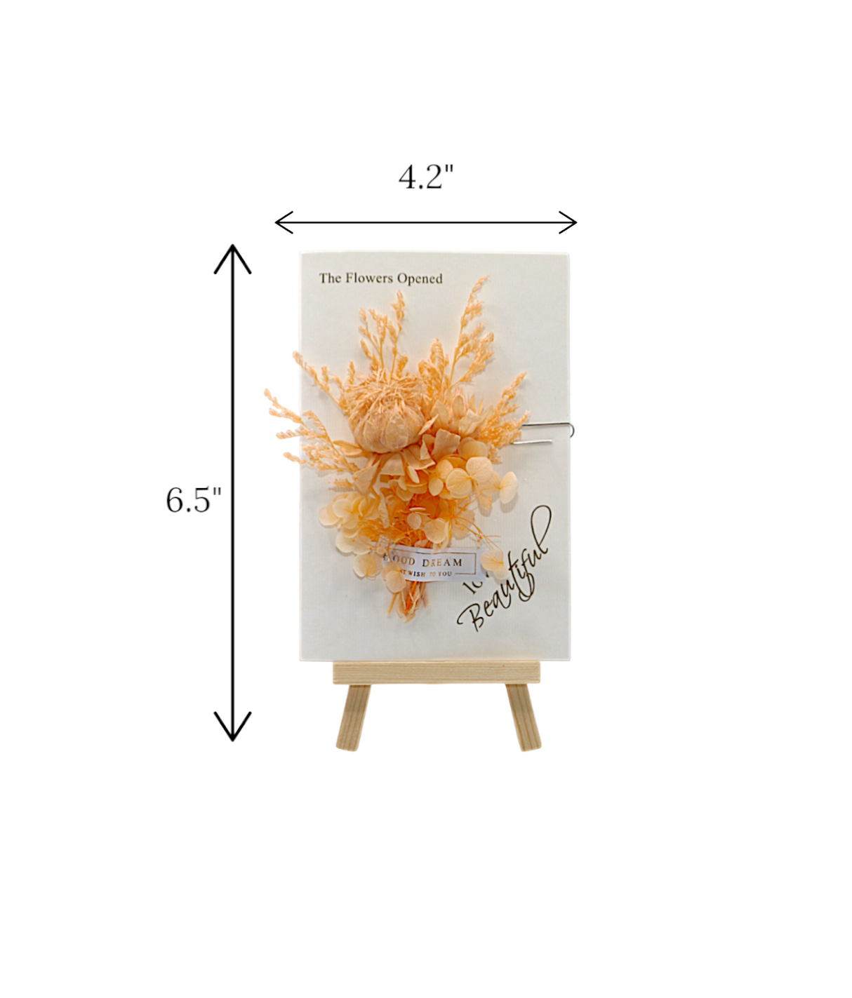wish card with peach flower china (6.5"x4.2")