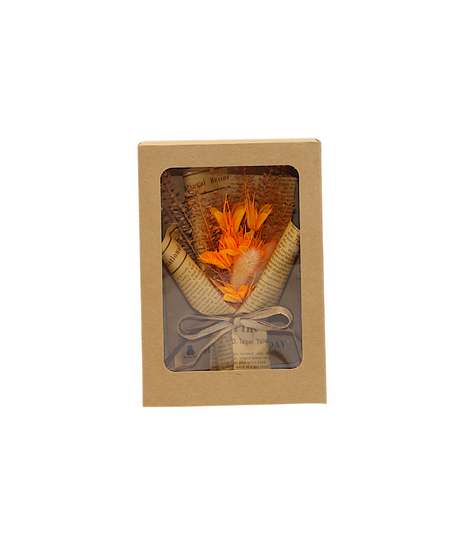 wish card with orange flower bouquet china (7.5"x5")