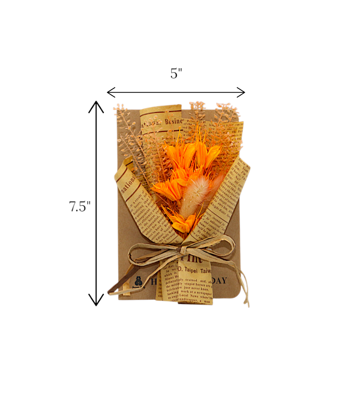 wish card with orange flower bouquet china (7.5"x5")