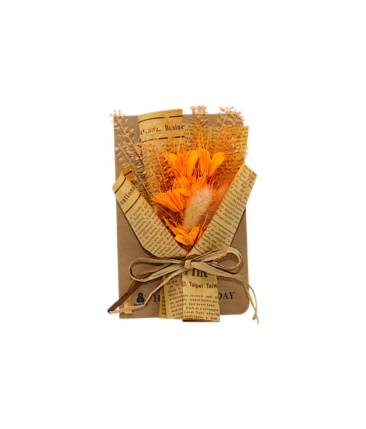wish card with orange flower bouquet china (7.5"x5")