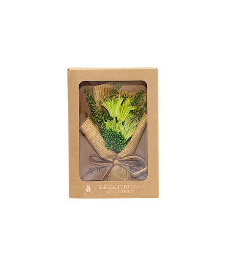 wish card with green flower bouquet china (7"x5")