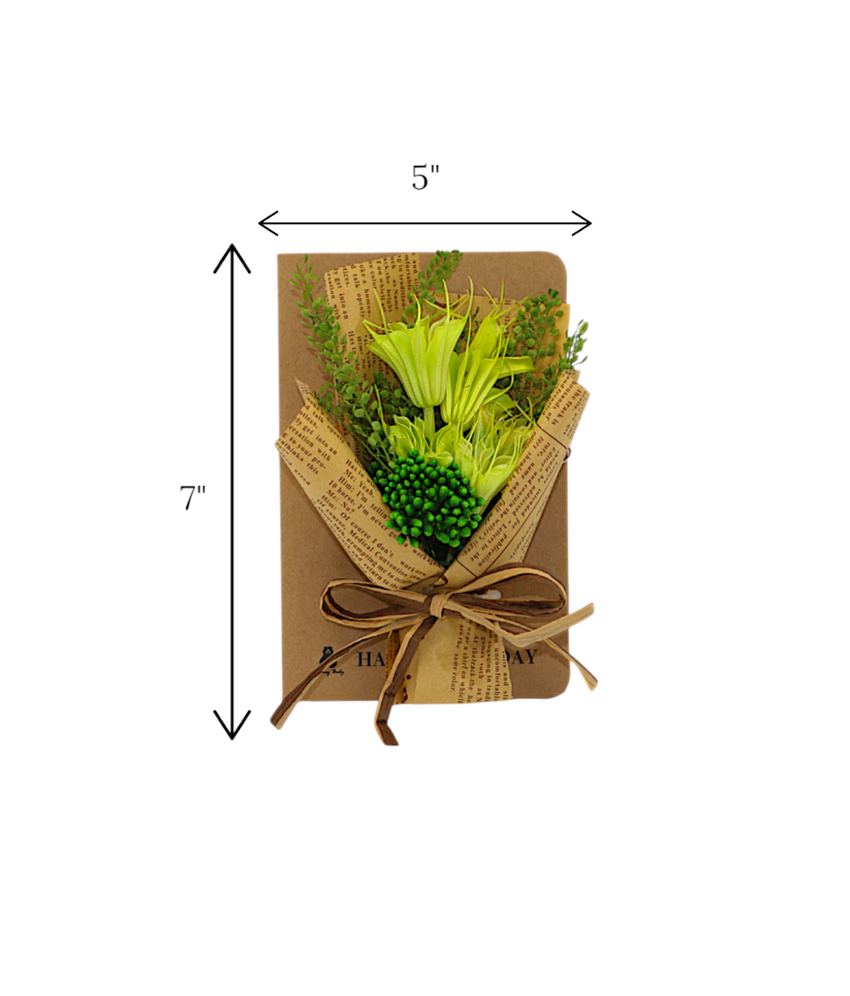 wish card with green flower bouquet china (7"x5")