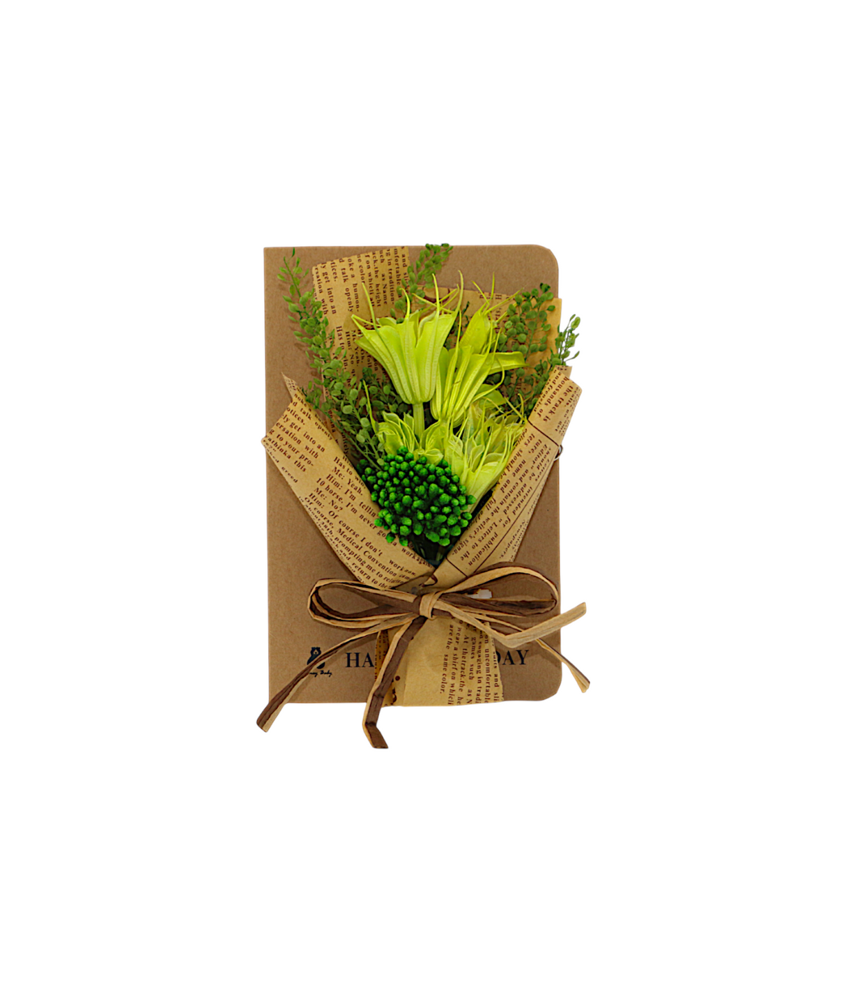 wish card with green flower bouquet china (7"x5")