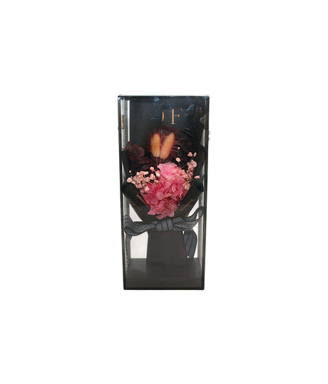 gift box with pink flower bouquet china (10"x4.5")