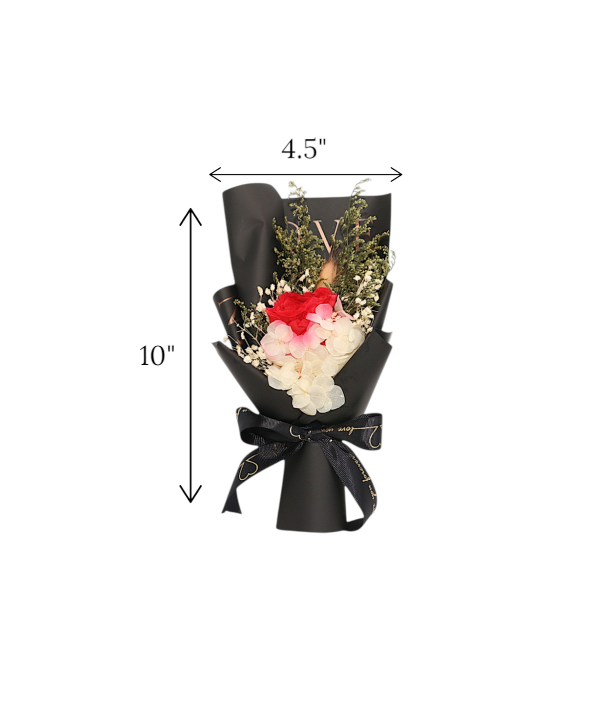 gift box with white flower bouquet china (10"x4.5")