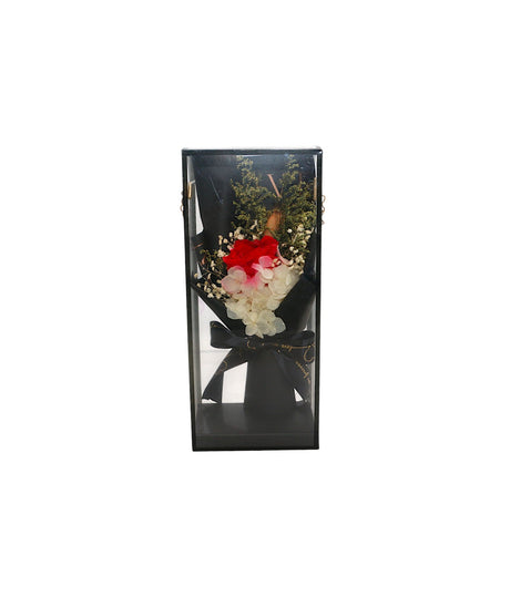 gift box with white flower bouquet china (10"x4.5")