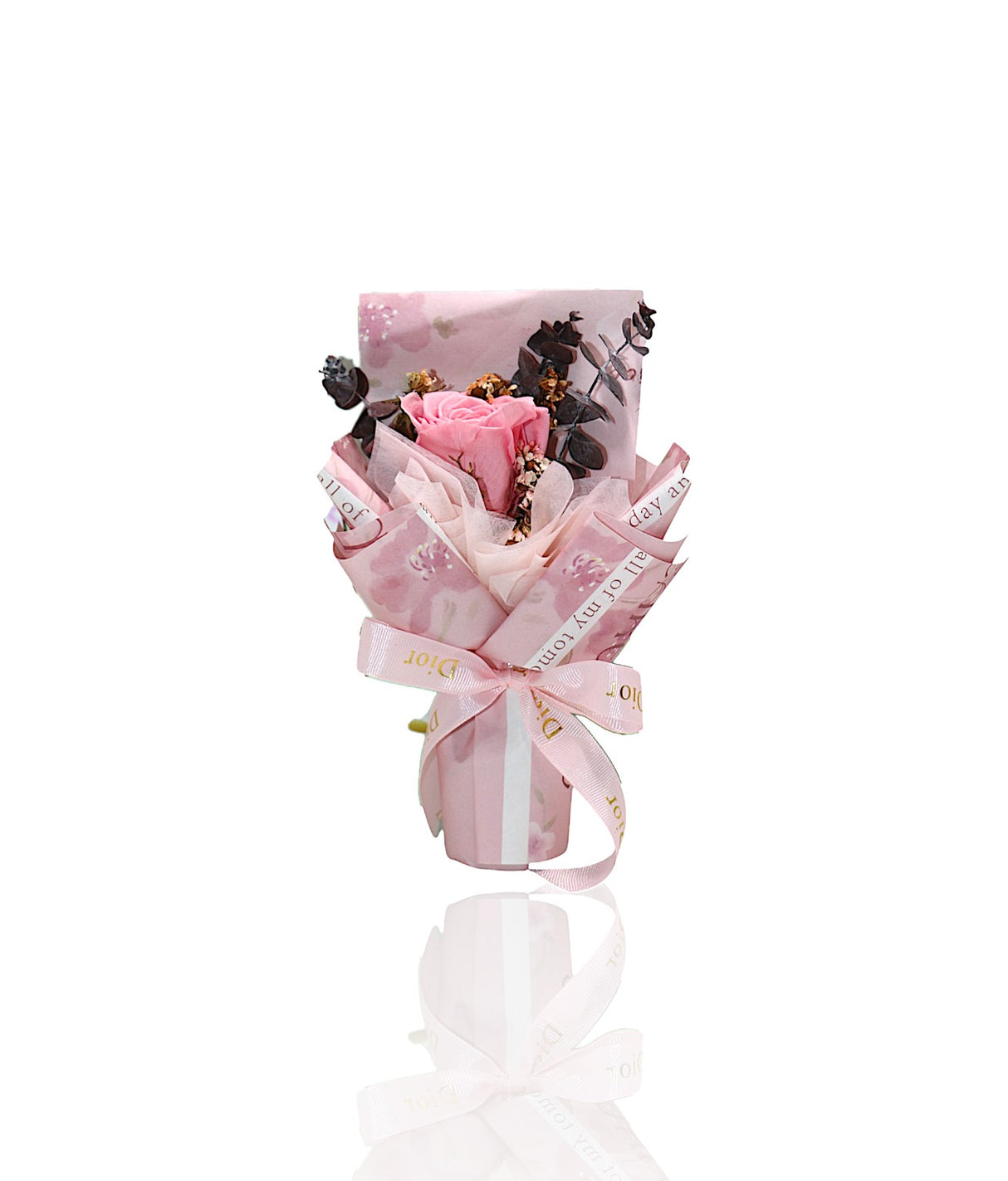 gift box with pink flower bouquet china (9"x5")