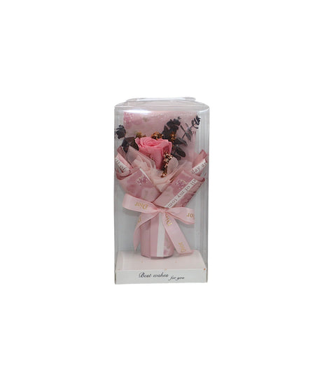 gift box with pink flower bouquet china (9"x5")