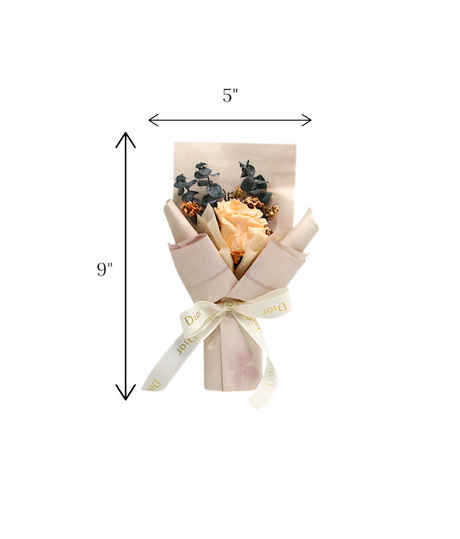 gift box with peach flower bouquet china (9"x5")