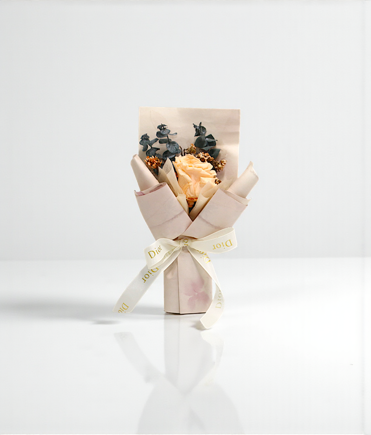 gift box with peach flower bouquet china (9"x5")