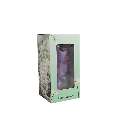 purple flower bouquet in glass with led light china (8.5"x4")