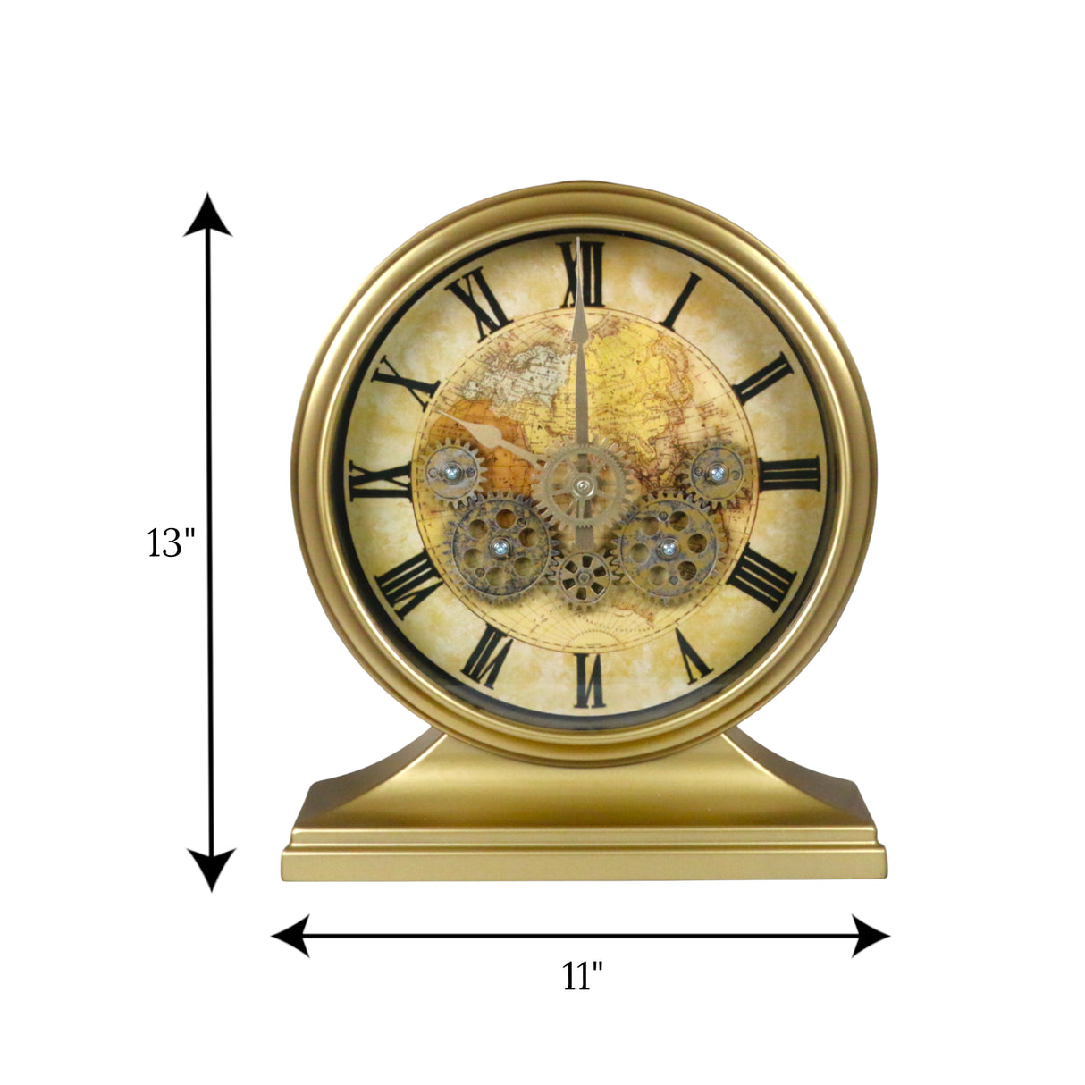 table clock golden moving gear china 11"x13"
