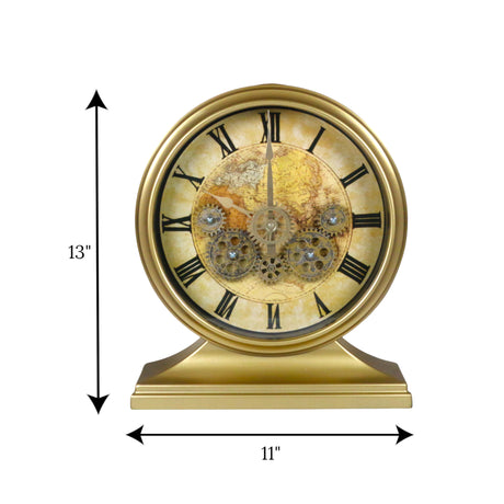 table clock golden moving gear china 11"x13"