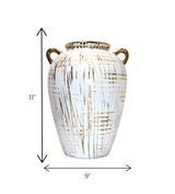 ceramic vase white with golden lines medium china
