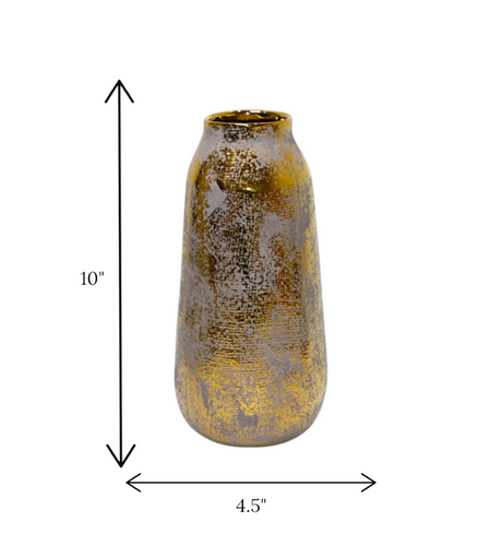 ceramic vase golden & gray small china