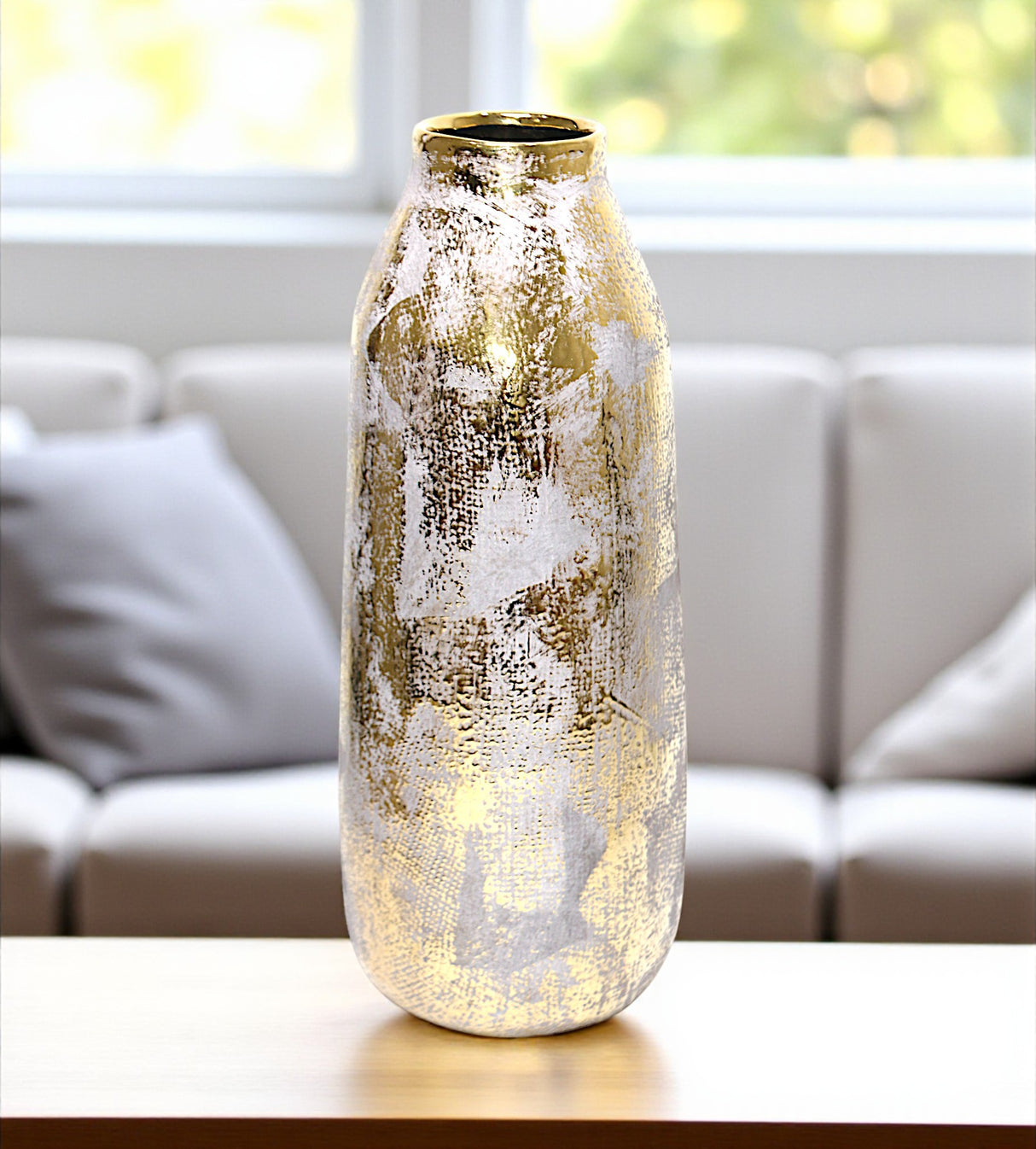 ceramic vase golden & gray large china