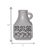 ceramic white & gray floral vase small china