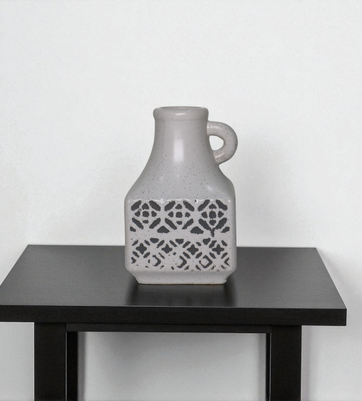 ceramic white & gray floral vase small china