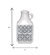 ceramic white & gray floral vase medium china