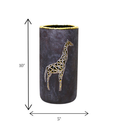 ceramic vase gray & golden giraffe china