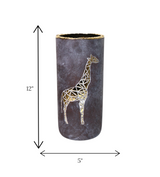 ceramic vase gray & golden giraffe medium china