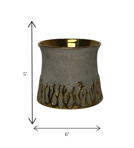 ceramic vase gray & golden small china