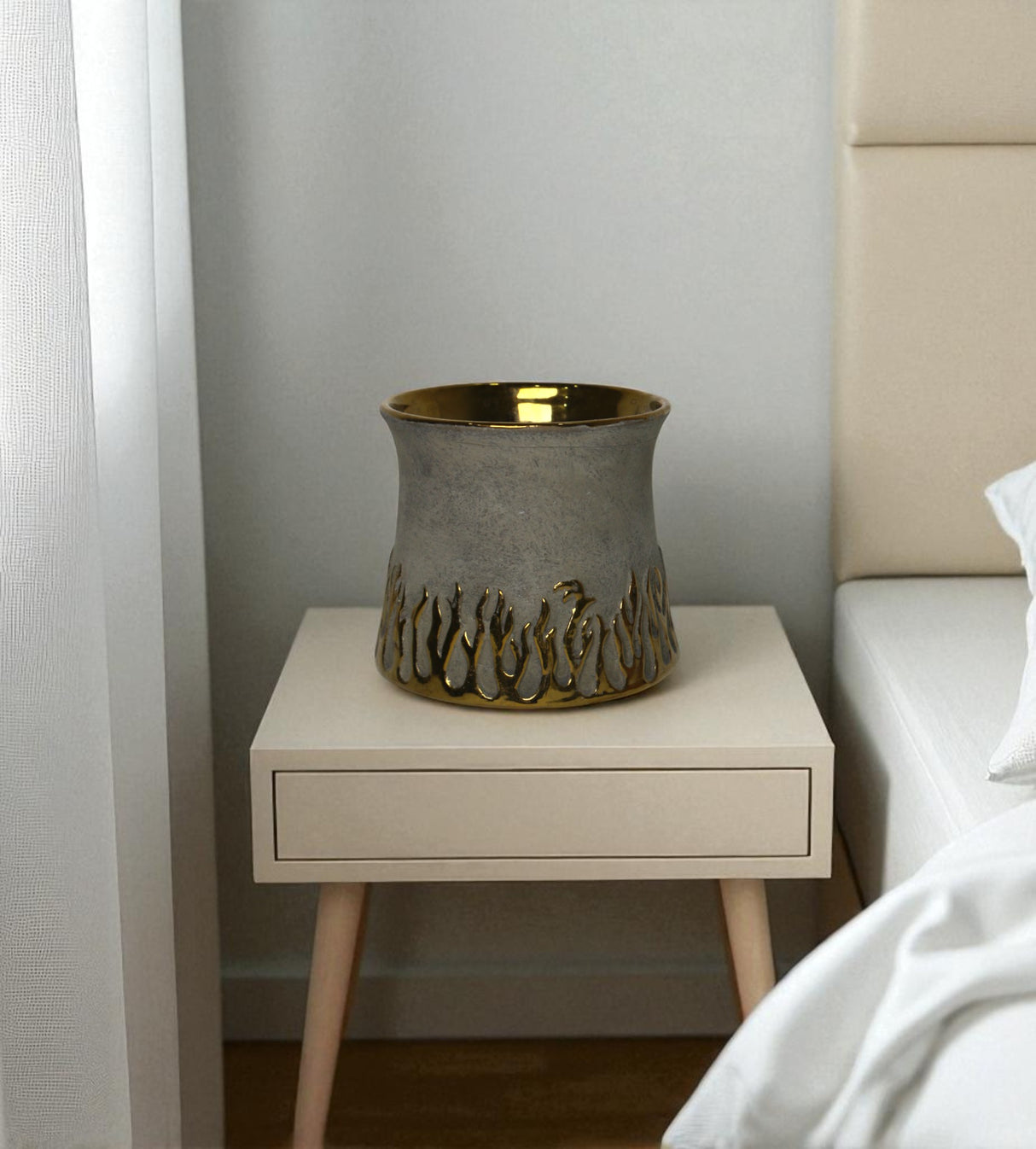 ceramic vase gray & golden small china