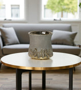 ceramic vase gray & golden medium china