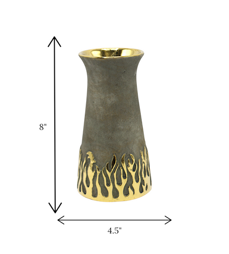 ceramic vase gray & golden small china