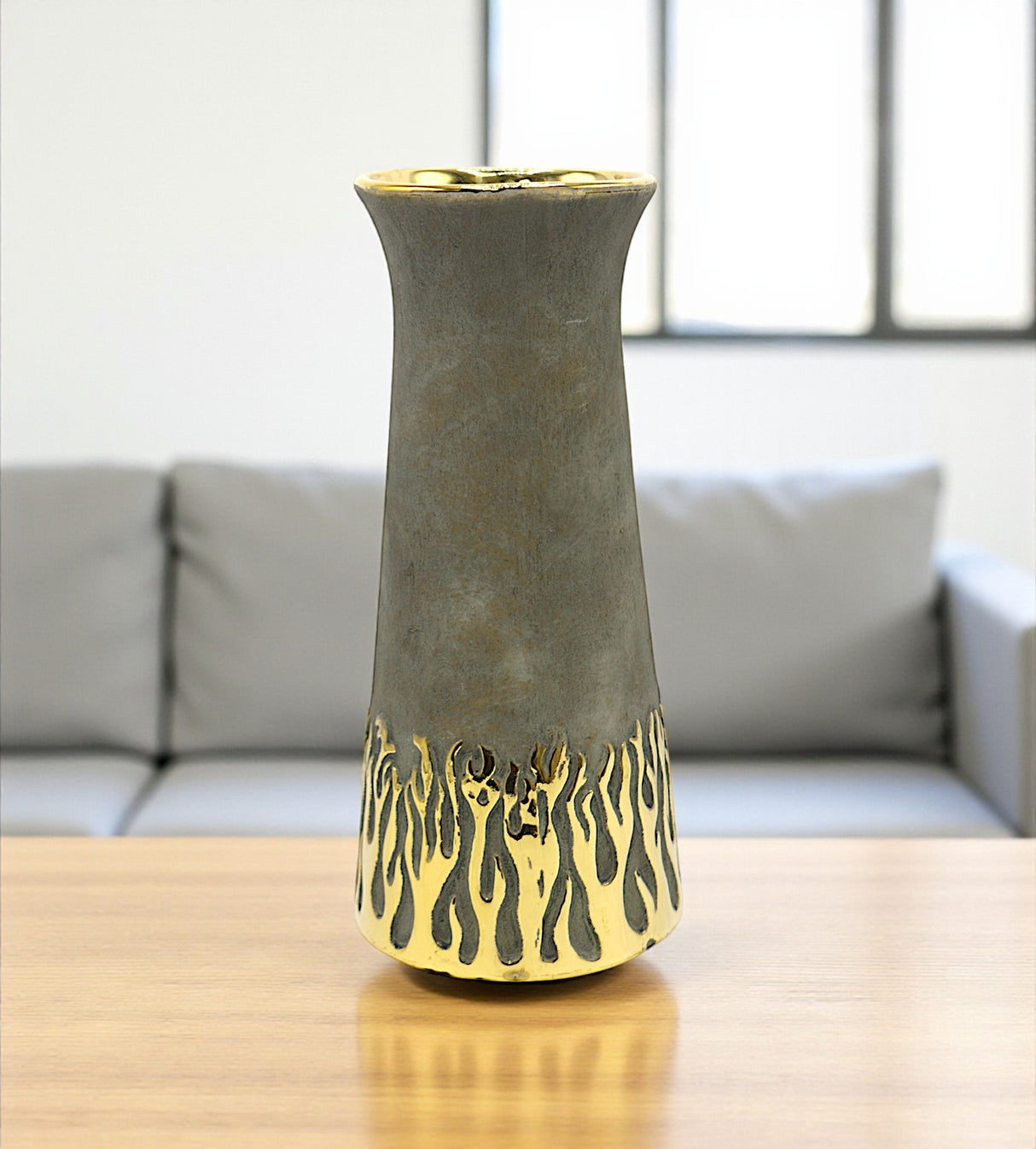 ceramic vase gray & golden large china