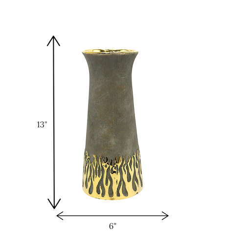 ceramic vase gray & golden large china