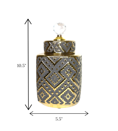 ceramic candy jar black & gloden medium china